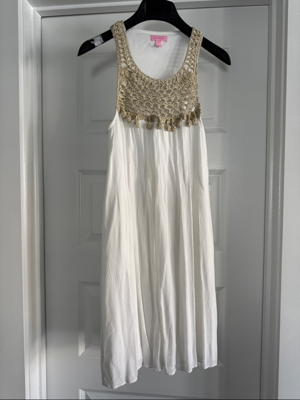 Lilly Pulitzer White Maxi Dress with Gold Crochet Bodice